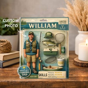 Personalized Fishing Dad Acrylic Block Custom Name William Plaque Gift For Fisherman Father Day Desktop Decor Hobby Action Figure Style Art
