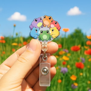 Pride Rainbow Frog Squad Badge Reel Retractable Clip For LGBTQ Medical Professionals Cute Kawaii Pride Flag Colors Id Badge Holder Gift