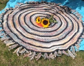 Crochet Mandala Blanket,Knit Blanket,Circle Throw,Crochet Afghan,Wool Blanket,Bohemian Blanket,Gypsy Decor,Cream,Black,Blue,Red,Fringe,Gift