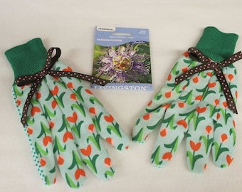 Fresh Tulips Cotton Gardening Gloves