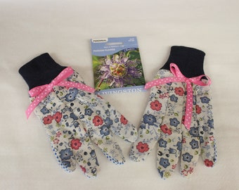 Pastel Flower Cotton Garden Gloves