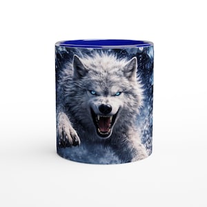 3D Eis Wolf Keramikbecher - Wilde Arktis Tier Kaffeetasse 11 Unze