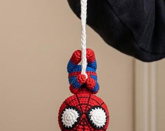 Spider-Man Amigurumi Keychain Crochet Pattern | Marvel Superhero Chibi Toy PDF | Spider Web Bag Charm | Instant Download Tutorial