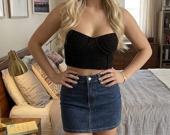 Crochet Corset Bralette Pattern | Lace-Up, Adjustable Fit (PDF Pattern)