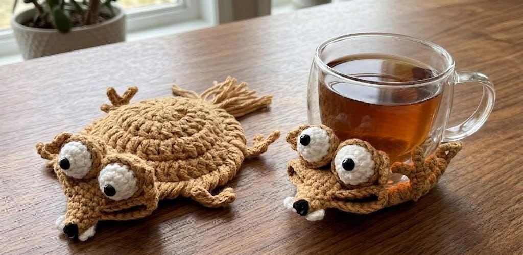 Scrat Crochet Coaster Pattern, Ice Age Inspired Drink Holder (PDF