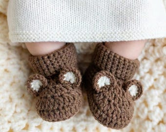 Patrón de zapatitos de bebé a crochet (PDF, recién nacidos a 12 meses) / Fácil y rápido / Términos de EE. UU. / Control de progreso con fotos / Complementos de lazo, flor y orejas