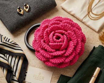 Rose Bag Crochet Pattern PDF | Chunky and Unique 3D Flower Tote  | Intermediate Crochet Pattern | Instant Download | English