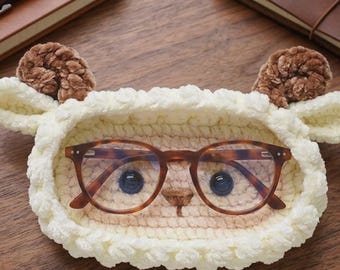 Sheep Eyeglass Holder Crochet Pattern, Lamb Glasses Stand PDF, Amigurumi Desk Decor, Easy Beginner Crochet Pattern, Instant Download
