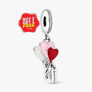 Ciondolo a forma di palloncino "Buon compleanno" per braccialetti / Ciondolo a forma di cuore colorato
