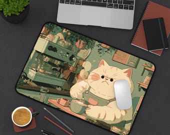 Tappetino da scrivania con gatto paffuto per caffetteria / Tappetino per mouse carino e kawaii per bar