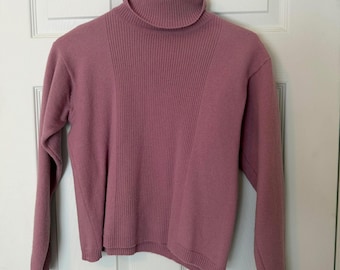 Y2K Pendleton Wool Turtleneck Sweater-Pink Ribbed Knit
