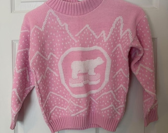 Vintage 80s 90s Pink Polar Bear Sweater HG Kids