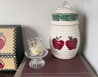 Tall Kitchen Canister with Apples