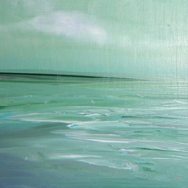 Original East Coast Green  Oceanscape 5x6.2x1 River Emptied into the Sea Reserved for Tim