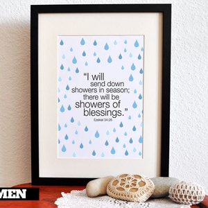 Ezekiel 34:26. Showers of blessing. 8x10 DIY Printable Christian Poster.Bible Verse. image 2