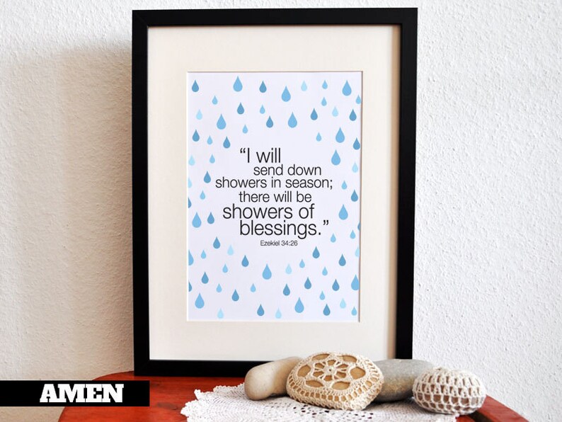 Ezekiel 34:26. Showers of blessing. 8x10 DIY Printable Christian Poster.Bible Verse. image 2