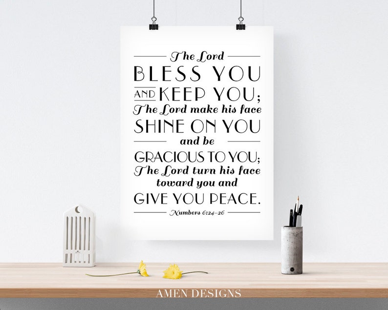 Number 6:24-26. Benediction. 8x10 DIY Printable Christian Poster. PDF. Bible Verse. image 1