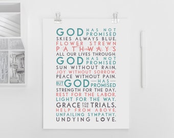 God has promised. Hymn. Printable Design. 11x14 to print on A3. DIY. PDF.