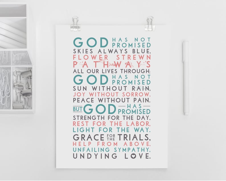 God has promised. Hymn. Printable Design. 11x14 to print on A3. DIY. PDF. image 1