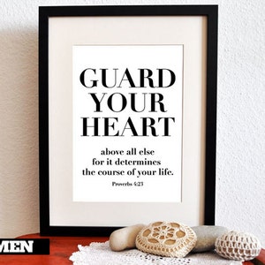 Guard Your Heart. PDF. Printable Scripture Typographical Poster. 8x10in. Bible Verse. image 1