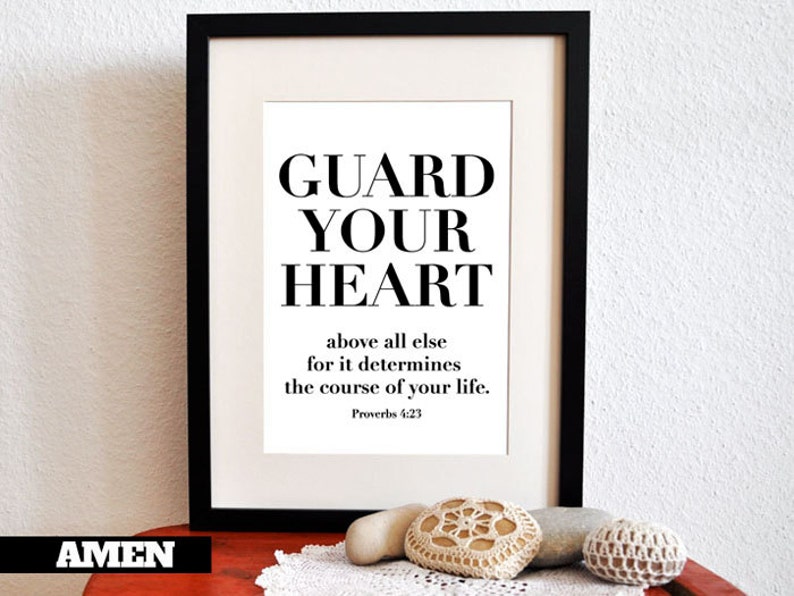 Guard Your Heart. PDF. Printable Scripture Typographical Poster. 8x10in. Bible Verse. image 1