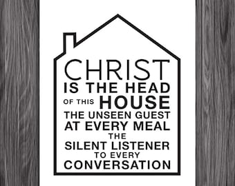 Christ is the Head of the House. Christian Home Decor. Printable Design. 8x10. DIY. PDF. JPEG.