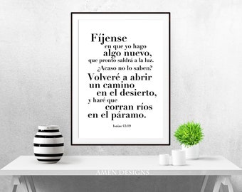 Isaiah 43. Isaías 43:19. Espanol. 8x10 DIY Printable Christian Poster.Bible Verse.