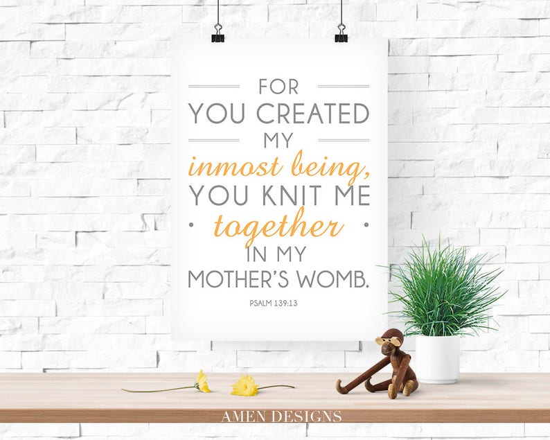 Nursery Decor. Psalm 139:13. 8x10in DIY Printable Christian Poster. PDF. Bible Verse. image 1