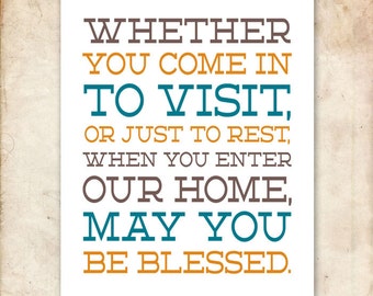 Home Welcome Blessing. 8x10. PDF. DIY Printable Christian Poster. Bible Verse.