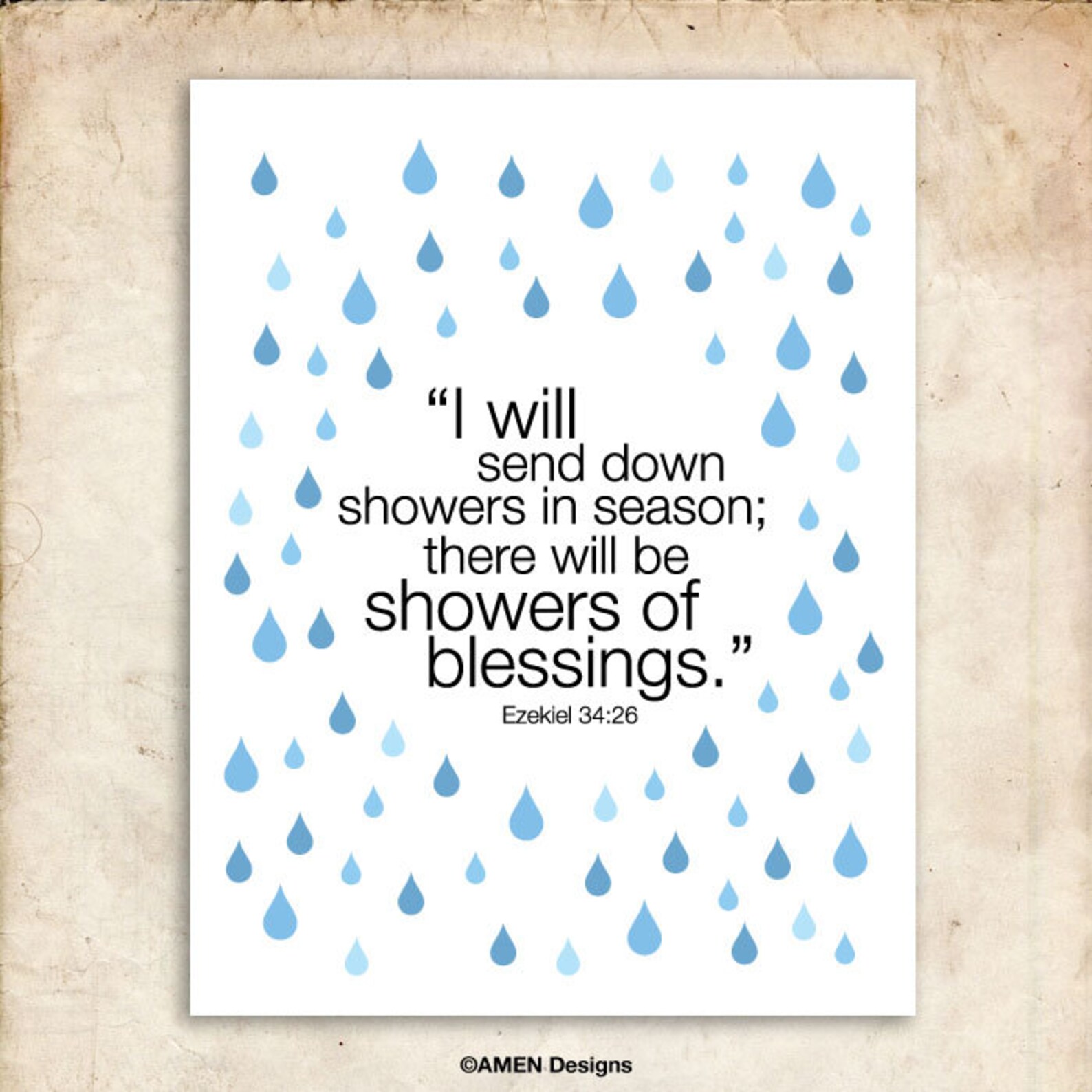 Ezekiel 3426. Showers of Blessing. 8x10 DIY Printable Christian Poster