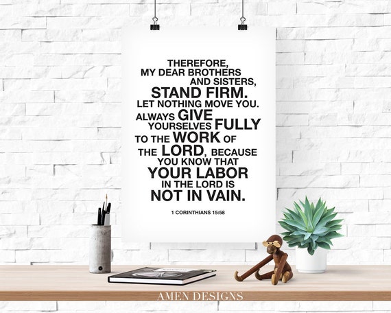 1 Corinthians 1558 Niv Amen Designs Printable Scripture 8x10in Diy Bible Verse