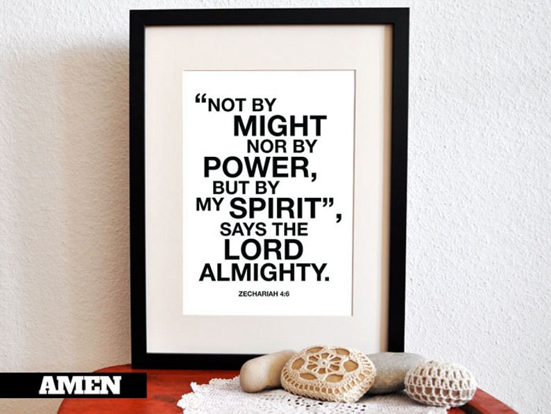 Zechariah 4:6. By the Spirit. 8x10. DIY Printable Christian Poster. Bible Verse. image 1