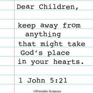 1 John 5:21. DIY. Printable Christian Poster. PDF. 8x10. Dear Children.Bible Verse. image 2