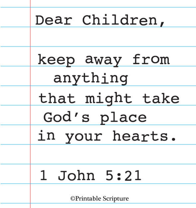 1 John 5:21. DIY. Printable Christian Poster. PDF. 8x10. Dear Children.Bible Verse. image 2