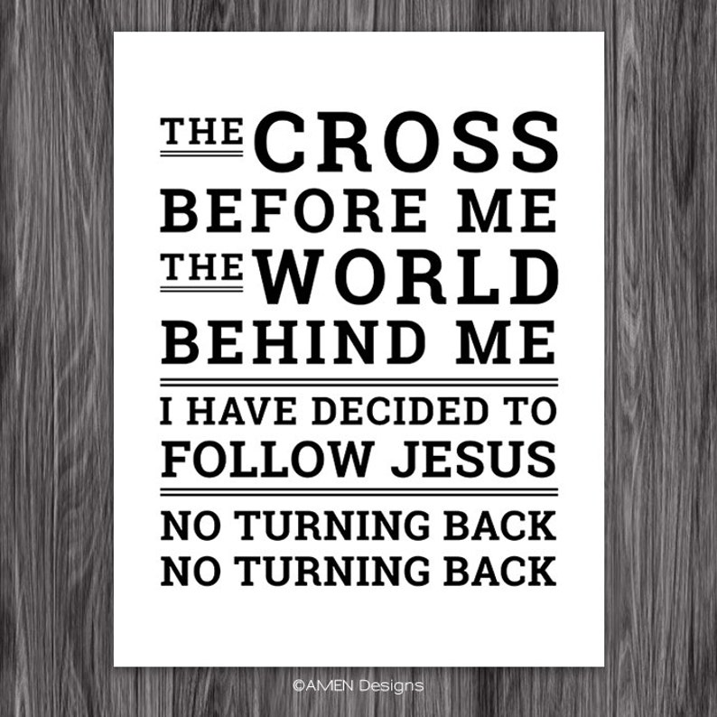 Hymn. I Have Decided to Follow Jesus. 8x10 DIY Printable Christian Poster. PDF. Bible Verse. image 1