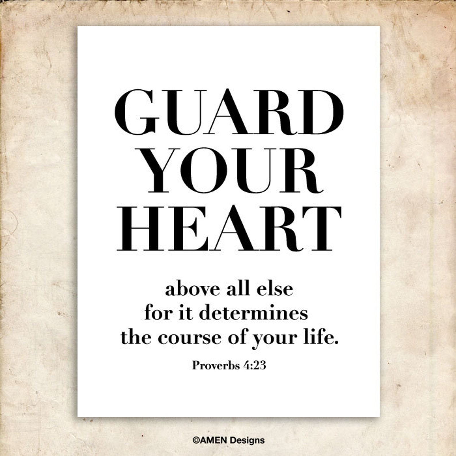 Guard Your Heart. PDF. Printable Scripture Typographical Poster. 8x10in. Bible Verse. Etsy