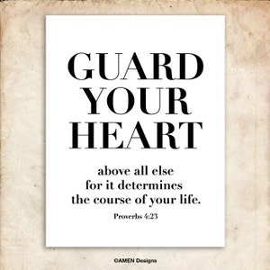 Guard Your Heart. PDF. Printable Scripture Typographical Poster. 8x10in. Bible Verse. image 2