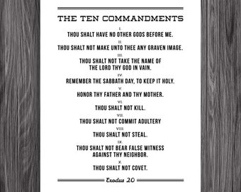 The Ten Commandments. Printable Design. For 11x14" frames. Print on A3. DIY. PDF. Christian. Amen Designs