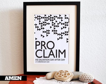 1 Chronicles 16:23. Proclaim. 8x10 DIY Printable Christian Poster. PDF.Bible Verse.