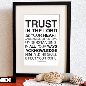 Proverbs 3:5-6. Trust in the lord with all your heart. 8x10. DIY. Bible Verse. Printable Christian Scripture. image 2