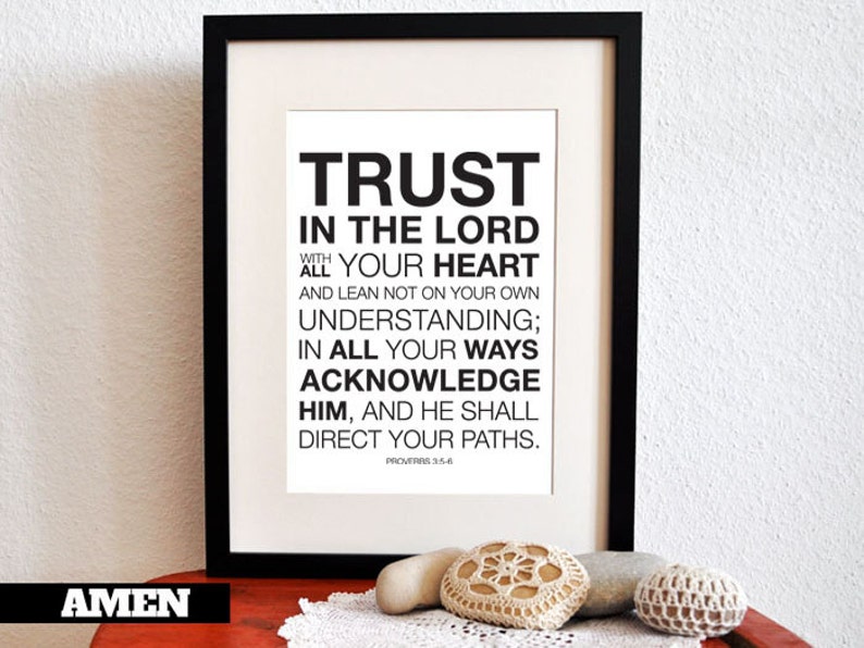 Proverbs 3:5-6. Trust in the lord with all your heart. 8x10. DIY. Bible Verse. Printable Christian Scripture. image 2