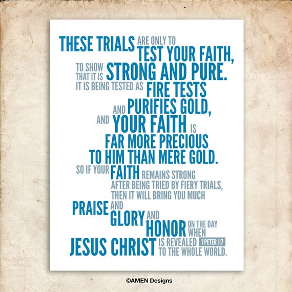 1 Peter 17 Tested Faith 8x10 Diy Printable Christian Poster Pdf Bible Verse