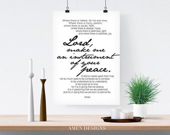 Prayer of Saint Francis. 8x10. DIY. Printable. PDF. Christian. Bible Verse.