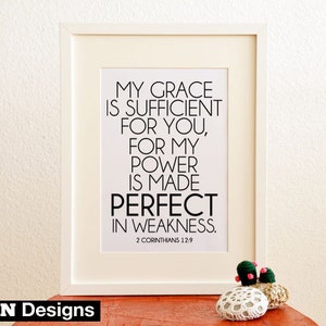 My Grace is Sufficient. 2 Corinthians 12:9. 8x10 DIY Printable Christian Poster. PDF. Bible Verse. image 1