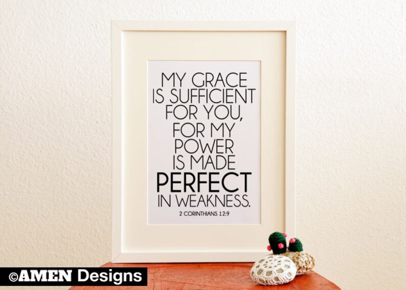 My Grace is Sufficient. 2 Corinthians 12:9. 8x10 DIY Printable Christian Poster. PDF. Bible Verse. image 1