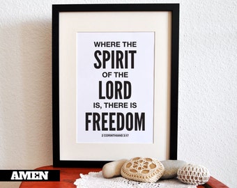 2 Corinthians 3:17. Freedom. 8x10in. DIY. Printable Christian Poster. Bible Verse.