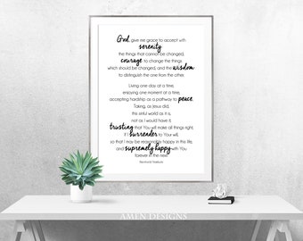 Printable Typography.The Serenity Prayer. Reinhold Niebuhr. 8x10. DIY. PDF. Christian.