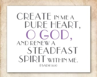 Renew. Psalm 51:10. 8x10in.  DIY Printable Christian Poster. PDF. Bible Verse.