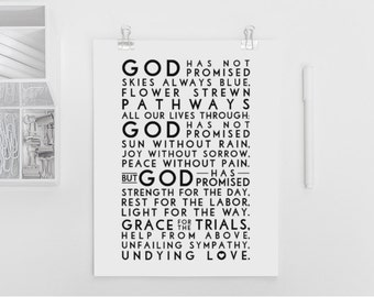 God has promised. Hymn. Black and White simple version. Printable Design. 11x14 to print on A3. DIY. PDF.