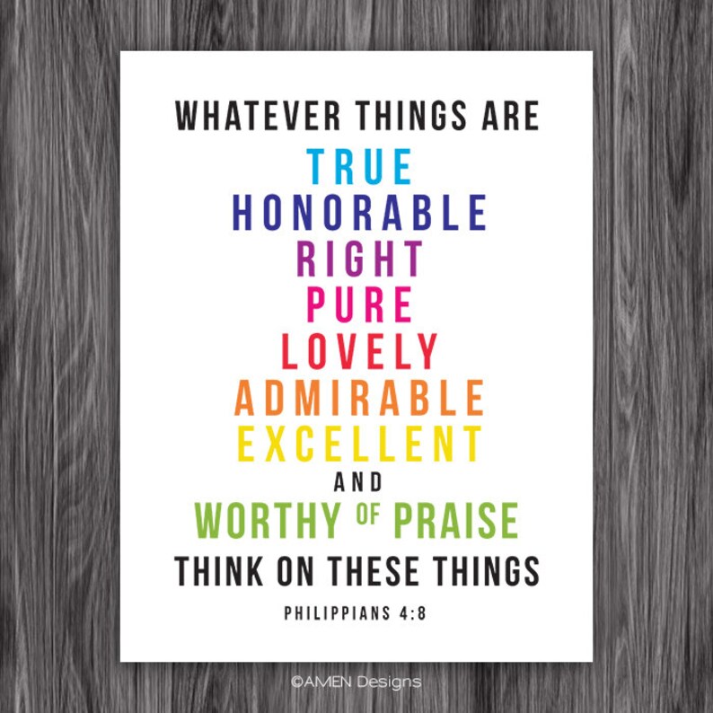 Philippians 4:8. PRINTABLE DIY Christian Poster. Dwell on These Things ...